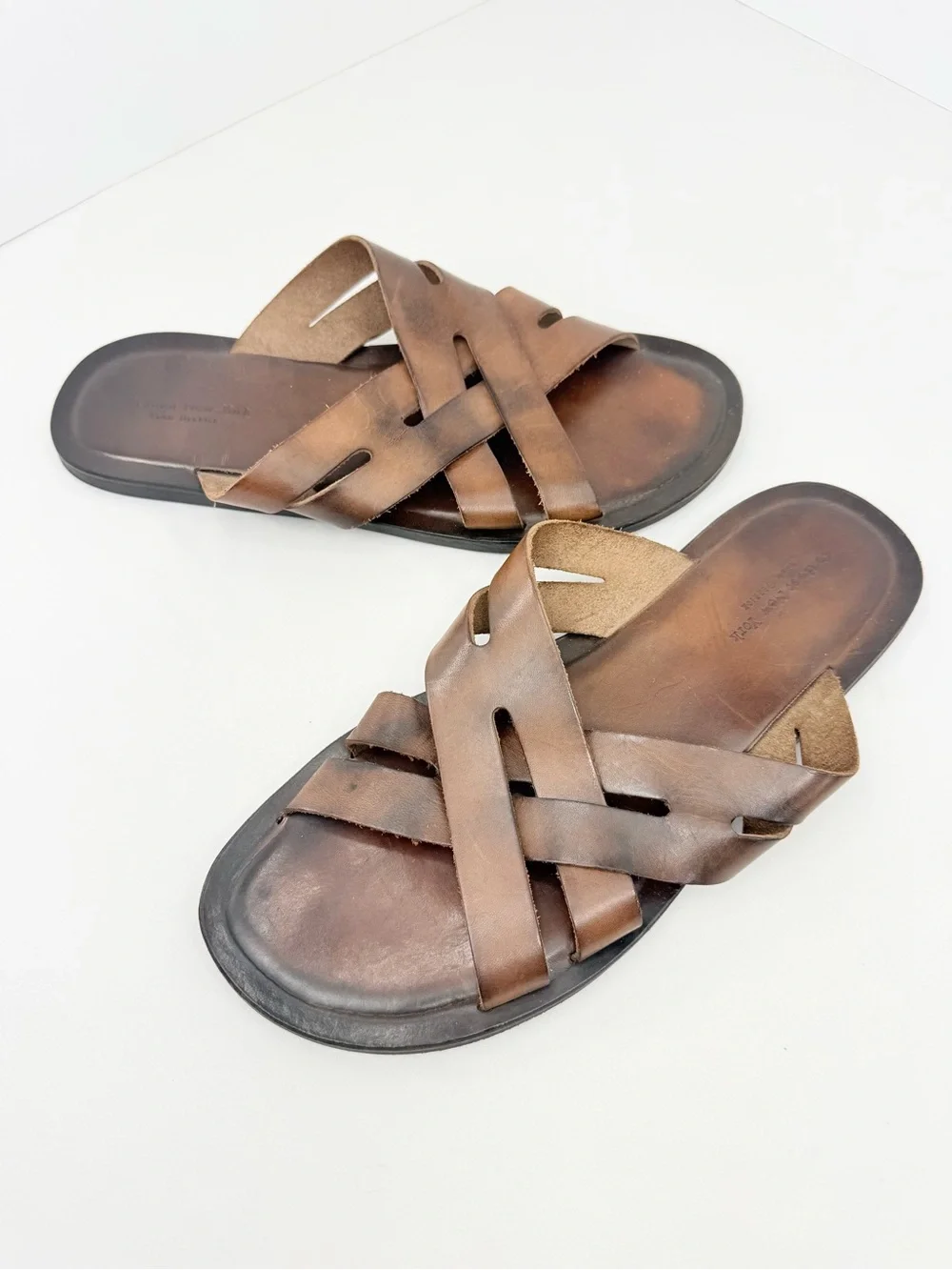 To Boot New York Adam Derrick PALM BEACH 100% Italian Leather Woven Slide Sandal
